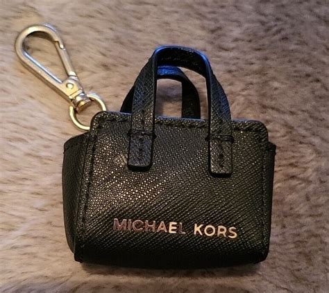 Michael Kors Selma Black Saffiano Leather Purse Key Fob 